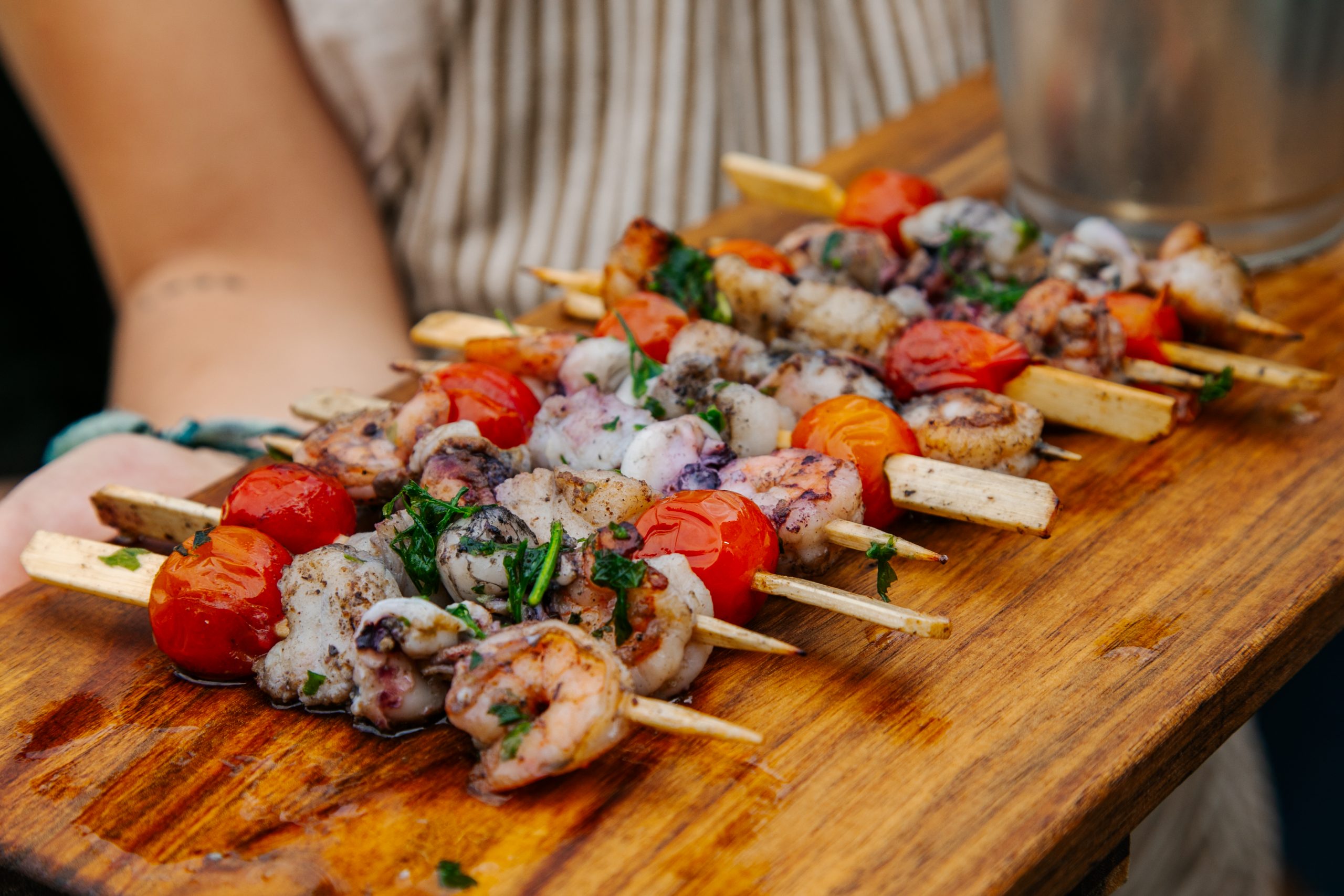 Brocheta de rape y langostino